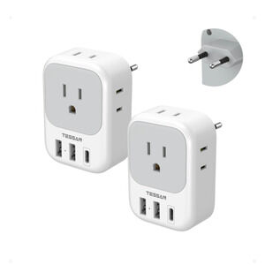 2 Pack European Plug Adapter USB C US to Europe adapter